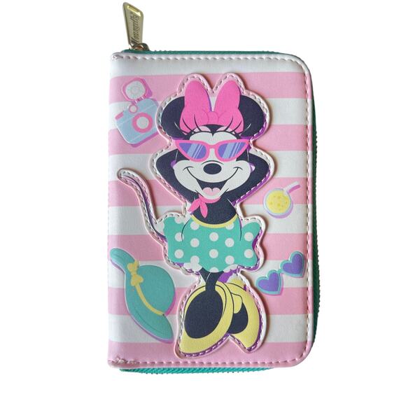 Loungefly Disney Minnie Mouse Vacation Style Poolside Zip Around Wallet - Picture 1 of 4